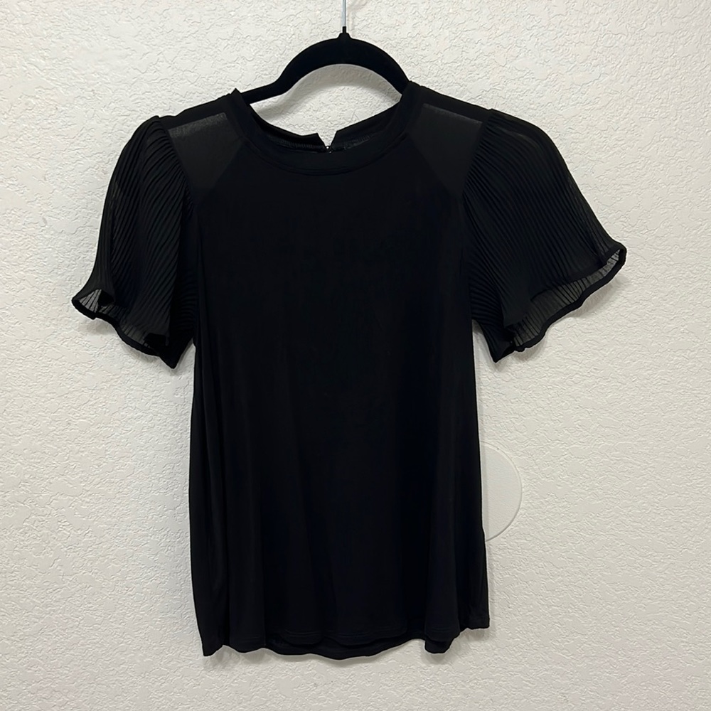 Cable & Gauge black top with sheer sleeves